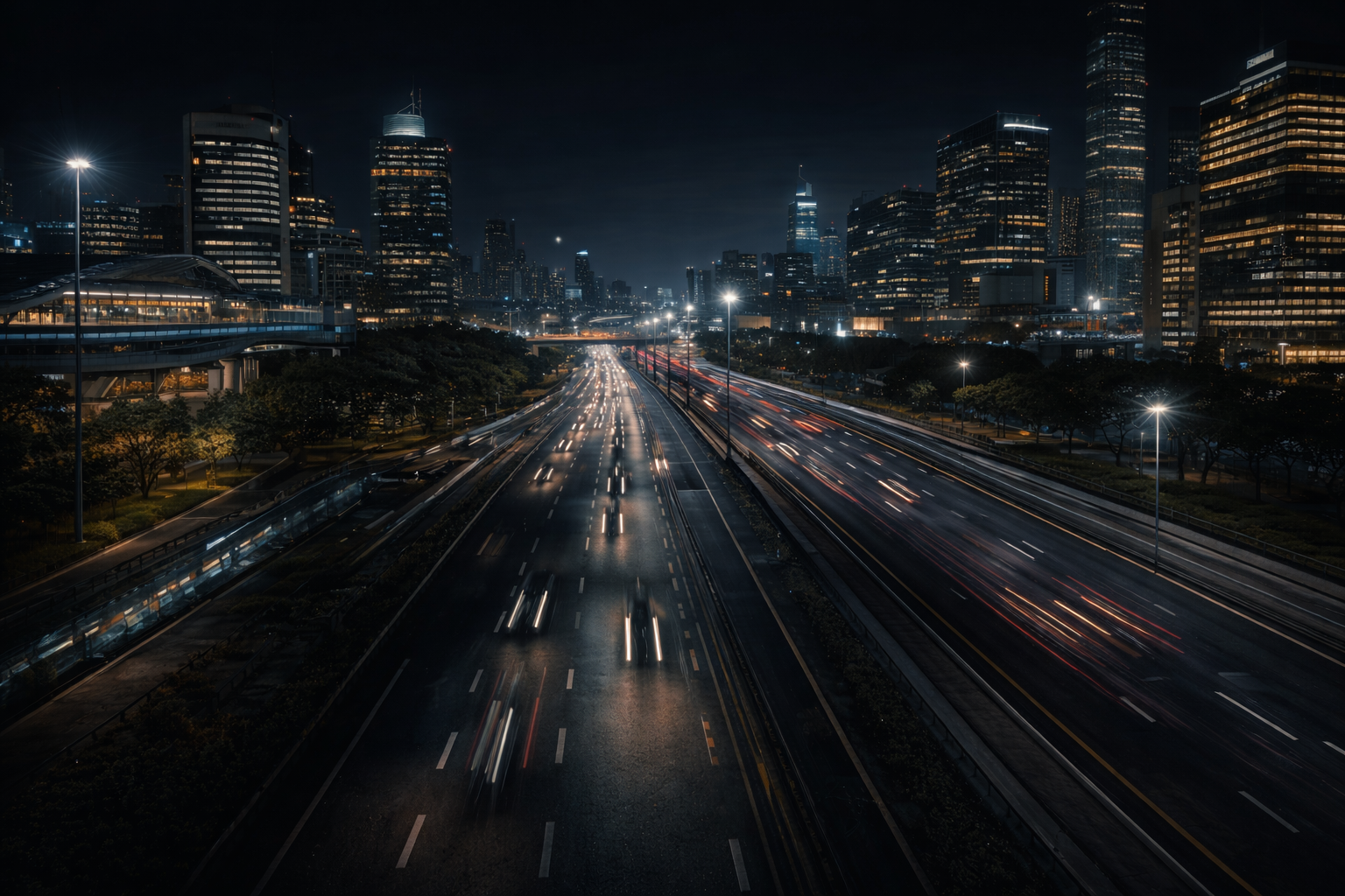 Urban highway road with cars